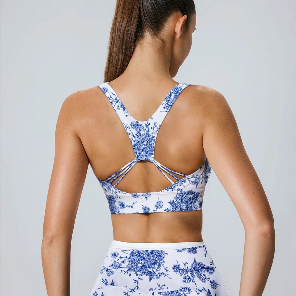 Berlook Activewear Blue Floral U Neck Sports Bra